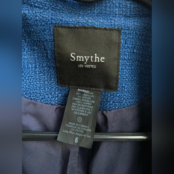EUC Smythe women's single-breasted textured peak lapel blazer, royal blue size 6 - Picture 7 of 16
